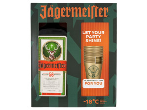 Jagermeister 0,7 + 10 alupohár díszdobozban