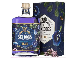 Six Dogs Blue gin díszdobozban 0,7L 43%